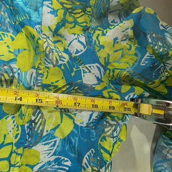 Ruby Rd. Favorites Womens Tropical Print Button-Up shirt blouse Sz 14 Blue Green - Picture 7 of 8